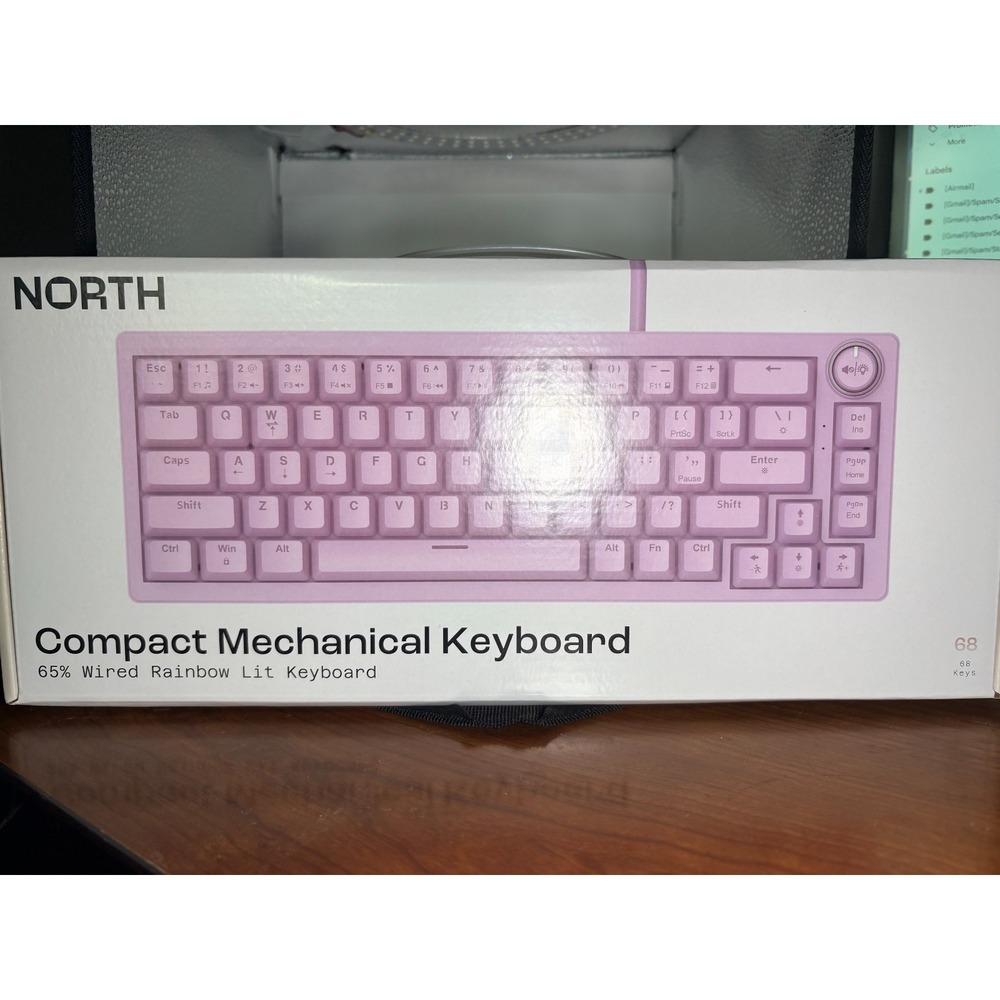 North‎ Mechanical Keyboard 68 Keys Wired Pink Rainbow Backlit 65% Compact NEW